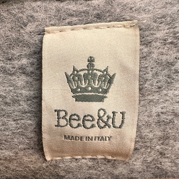 Bee & U Italian Wool-Blend Coat | Warm Medium Jacket | Grey Winter Outerwear - Picture 3 of 4